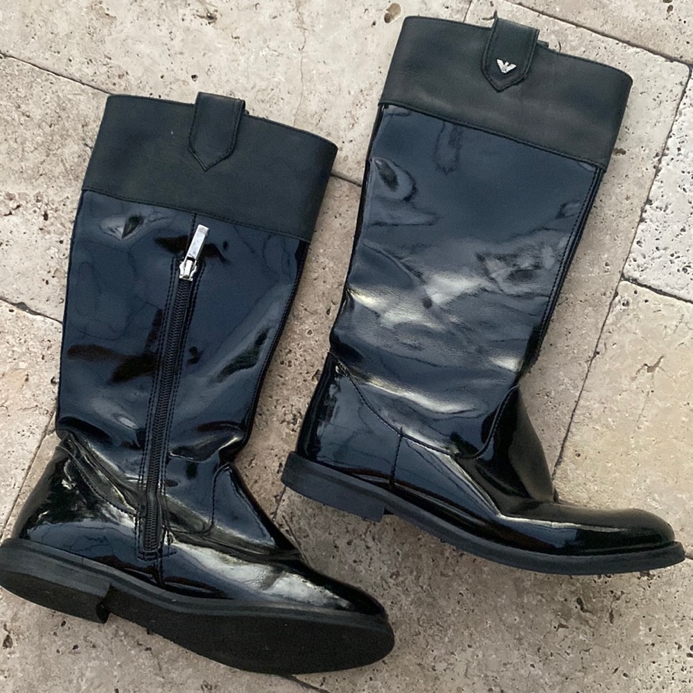 Armani girls leather and patent boots.